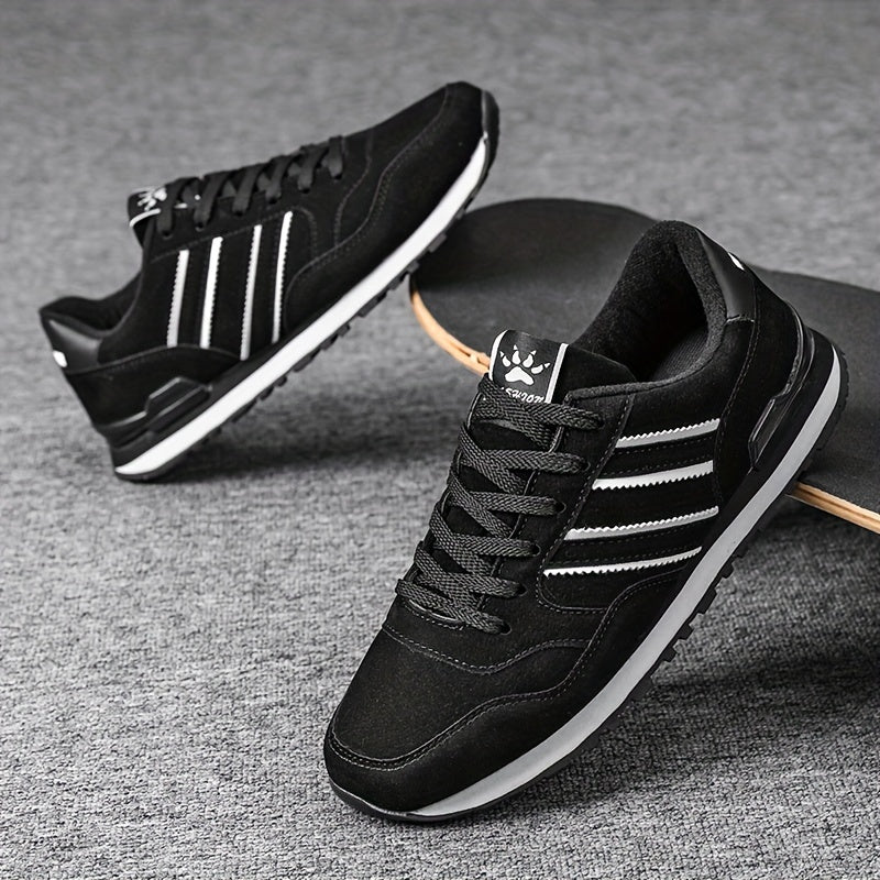 Men's Casual Sneakers All-Season Low Top Lace-Up PU Fabric Solid Color Street Style