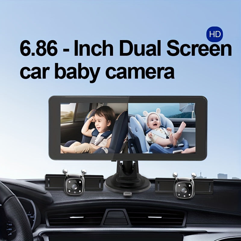 Car Camera with IR Night Vision and 17.42cm Rear Seat Monitor for Safe Night Driving