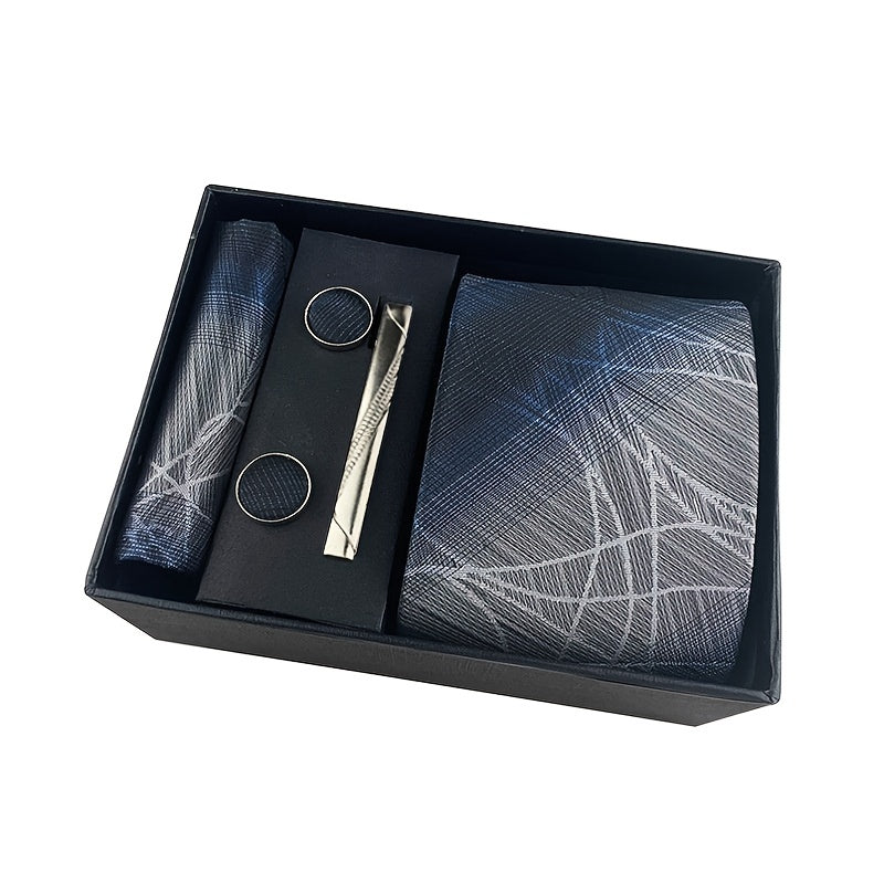 Мужской черный галстук с пейсли, комплект с квадратным шарфом, запонками и зажимом для галстука