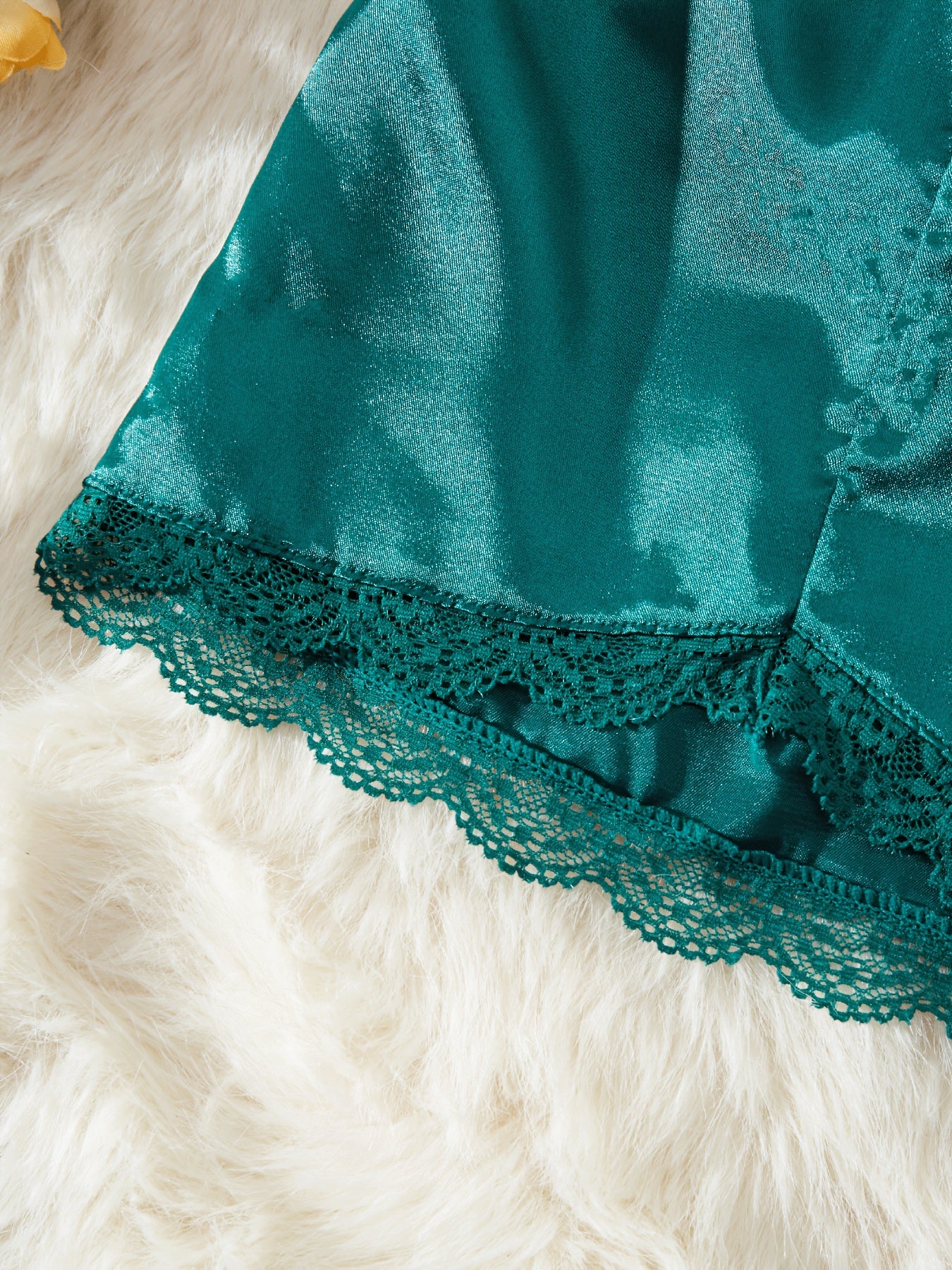 Women's Pajama Set with Velvet Lace Backless Top and Shorts