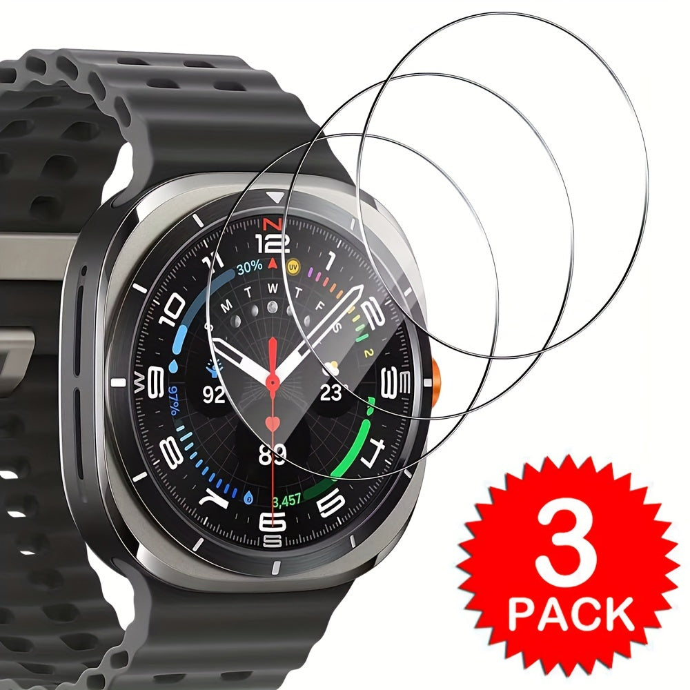 3Pcs Tempered Glass Screen Protectors for Samsung Galaxy Watch Ultra FE, Watch7, Watch6, Watch5 Pro, Watch4, Watch6 Classic