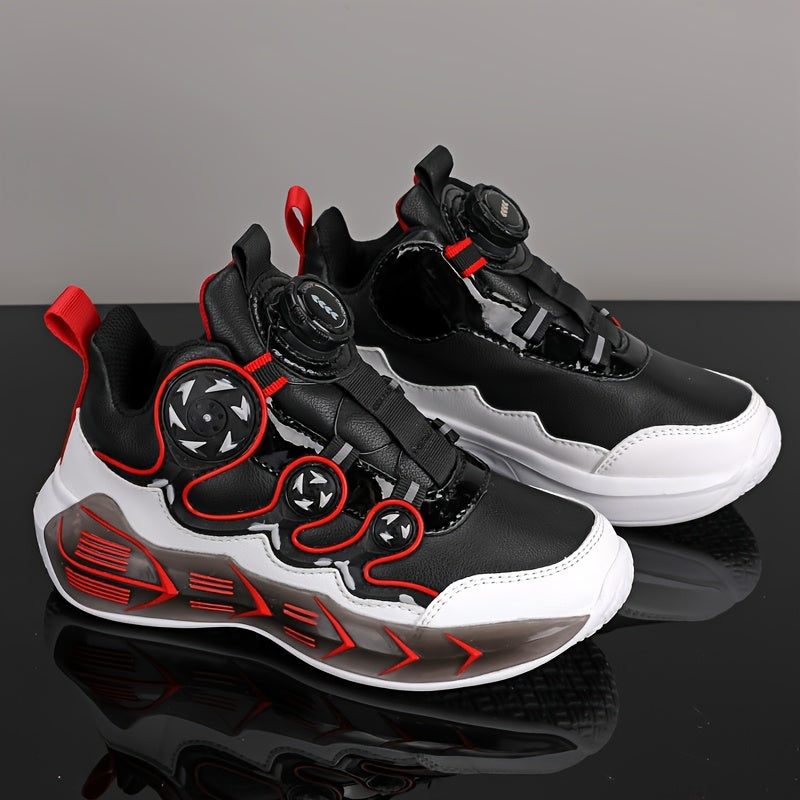 Boys Waterproof Spring Sneakers with Rotating Buckle and Anti-Slip Soles for Outdoor Activities