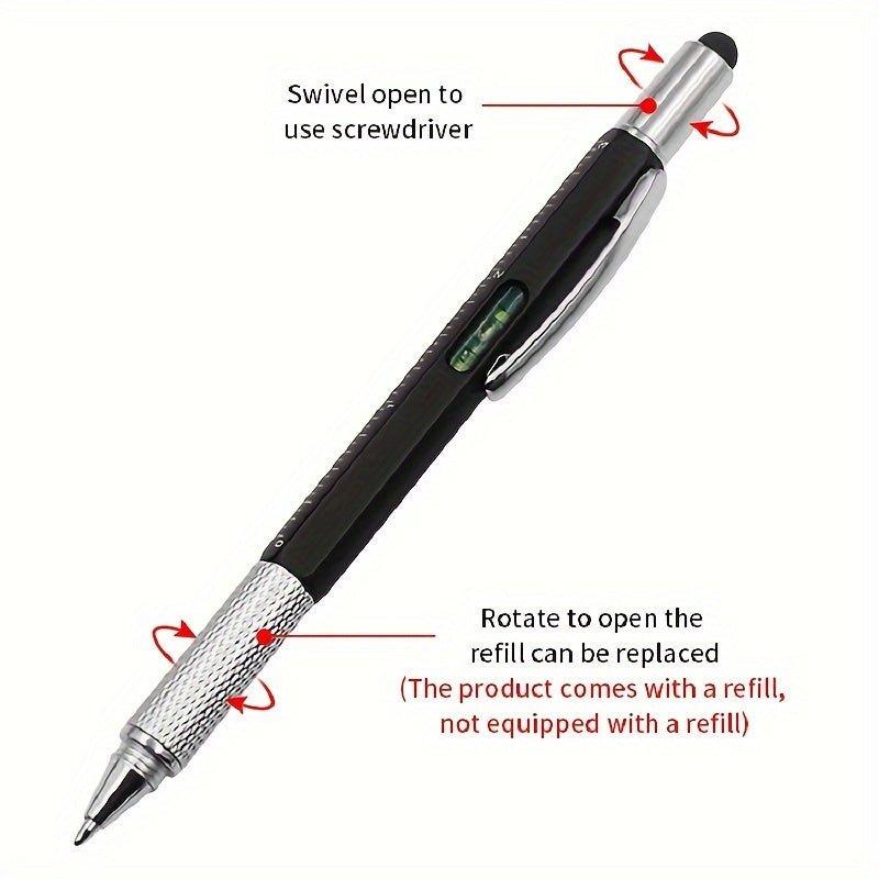 Multi-Function 7in1 Steel Screwdriver Set with Stylus, Ruler, Spirit Level