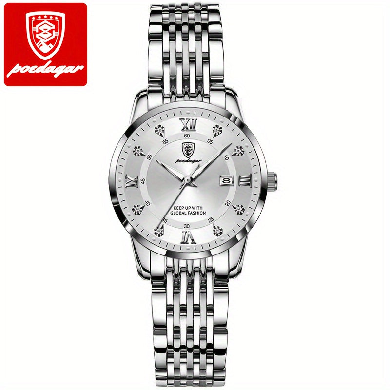 Women's Stainless Steel Wrist Watch with Calendar and Luminous Function