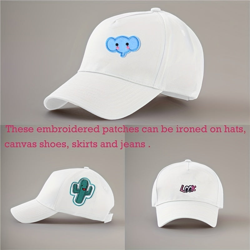 Set of 70 Cartoon Embroidered Iron-On Patches for Clothing Denim Bags Hats Assorted Designs