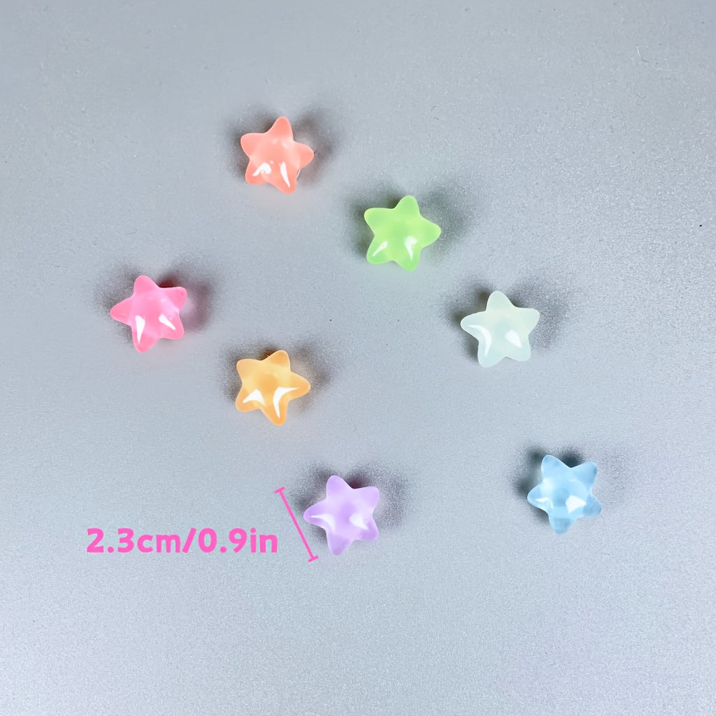 Unisex ABS Glow-in-the-Dark Five-Pointed Star Shoe Charm Set Colorful Wearable