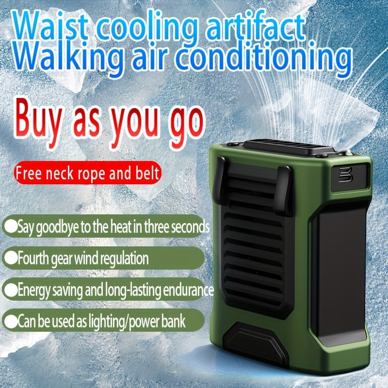Portable Fan with Power Bank 4000mAh Rechargeable Wearable Neck Waist Fan