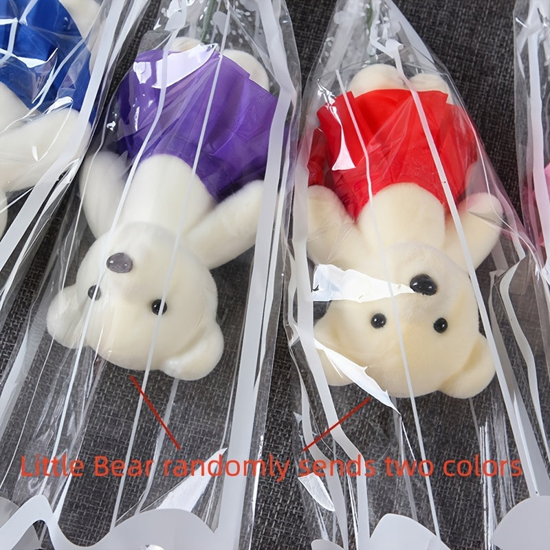 Sun'iy gul kompozitsiyasi, Valentin kuni sovg‘asi, ayiq bilan gulchambar, to‘y yoki uy bezatish uchun