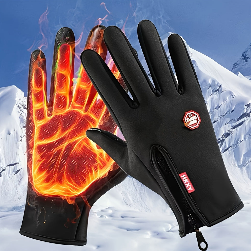 Qishki velosiped qo‘lqoplari shamol o'tkazmaydigan issiq yopishmaydigan zippersi bilan yopiladi