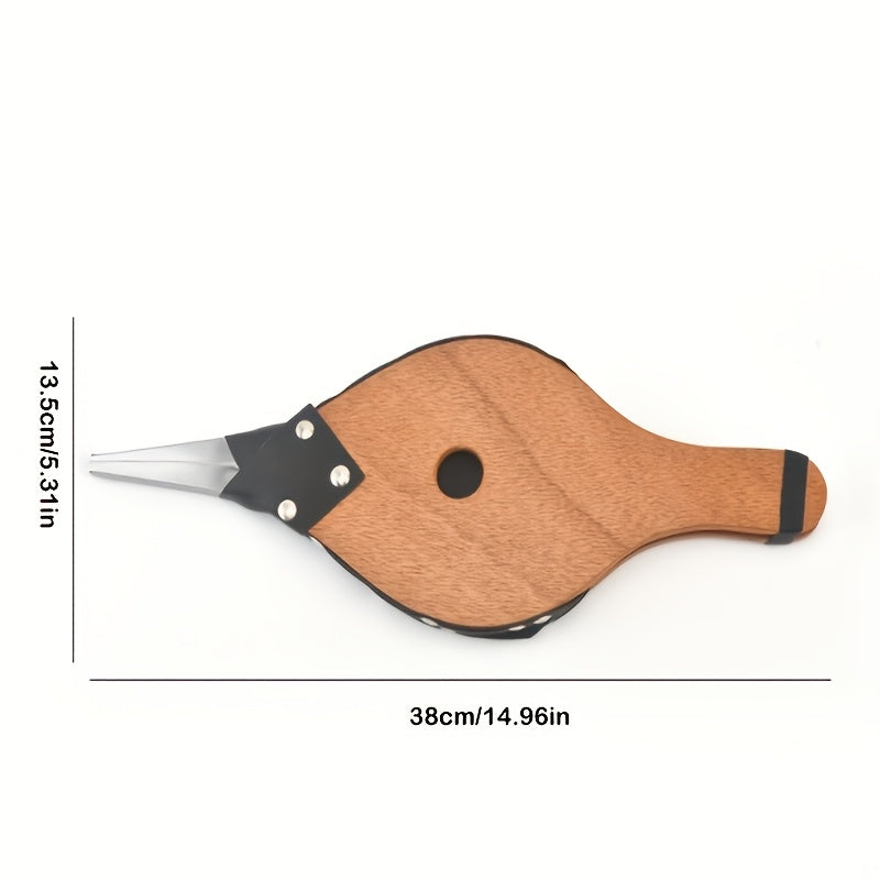 Handcrafted Wooden Handheld Blower with Metal Nozzle for Fireplace and Grill