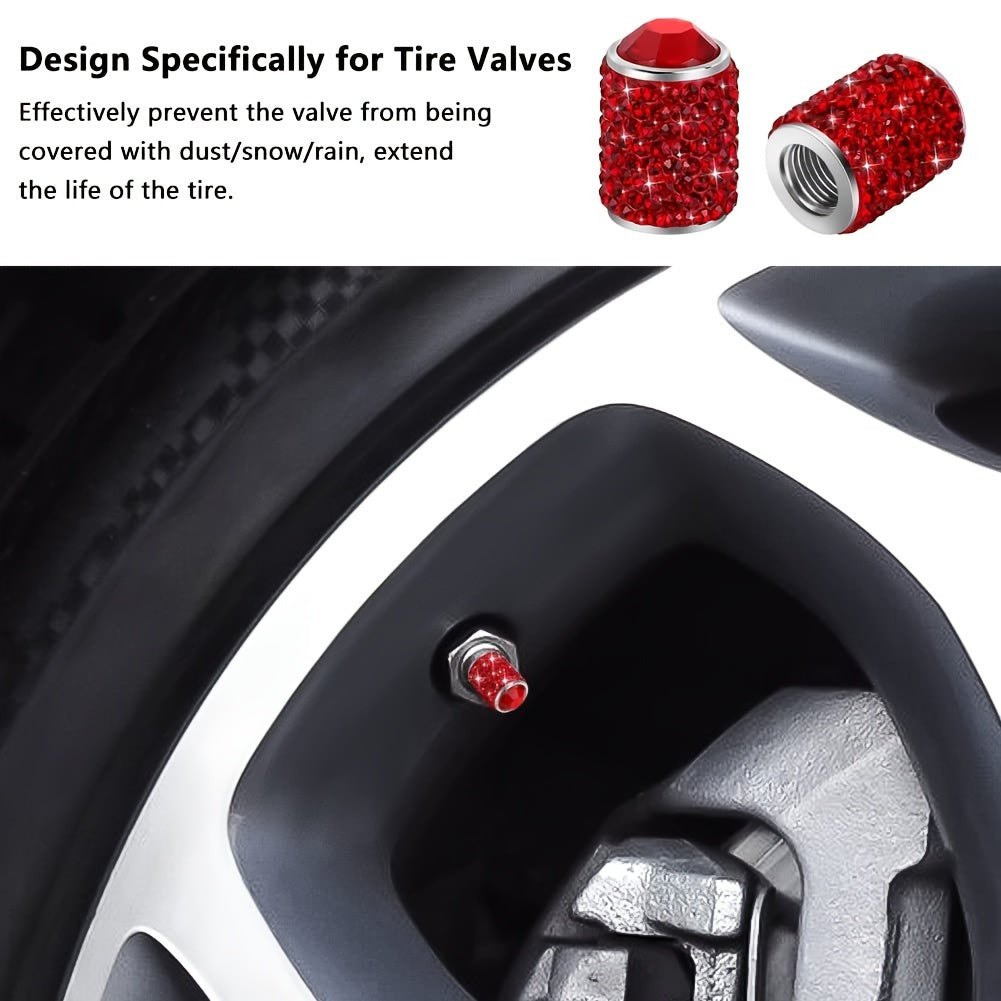 4 шт. хрустальных колпачков для вентилей шин универсальные для автомобилей, внедорожников, мотоциклов, велосипедов, грузовиков