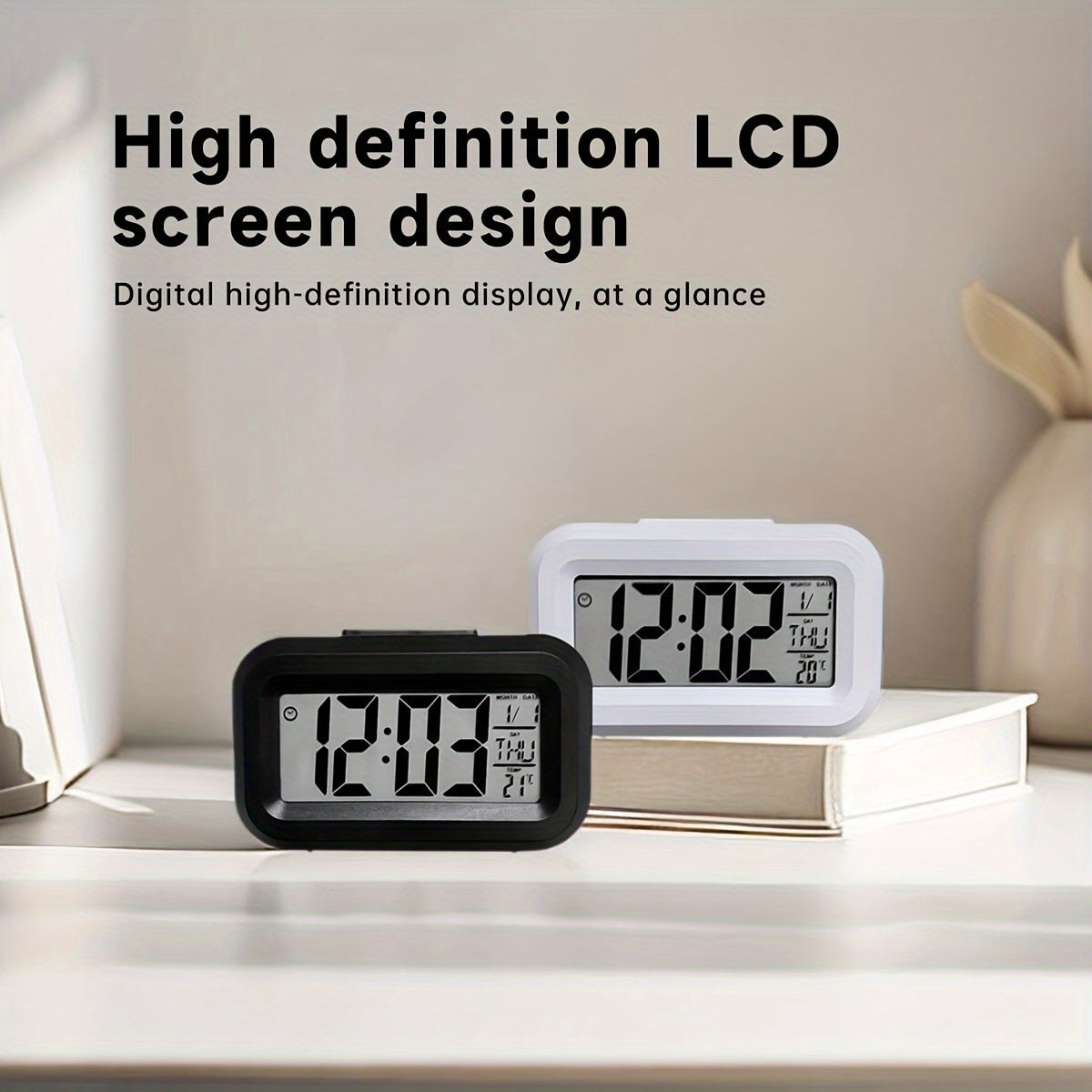 Pink Mini LED Desk Clock with Backlight Temperature Calendar Digital Display Battery-Powered