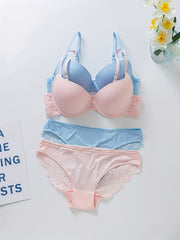 Потрясающий комплект бюстгальтера с пуш-ап и высоких трусиков для женщин с несъемными подушечками и открытыми плечами из дышащего нейлона