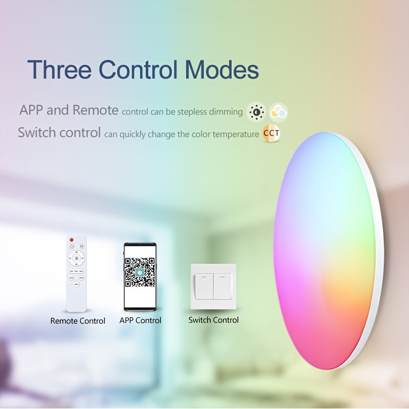 RGB Smart Ceiling Light with Adjustable Color Temperature Dimmable LED Indoor Lighting for Living Rooms and Bedrooms
