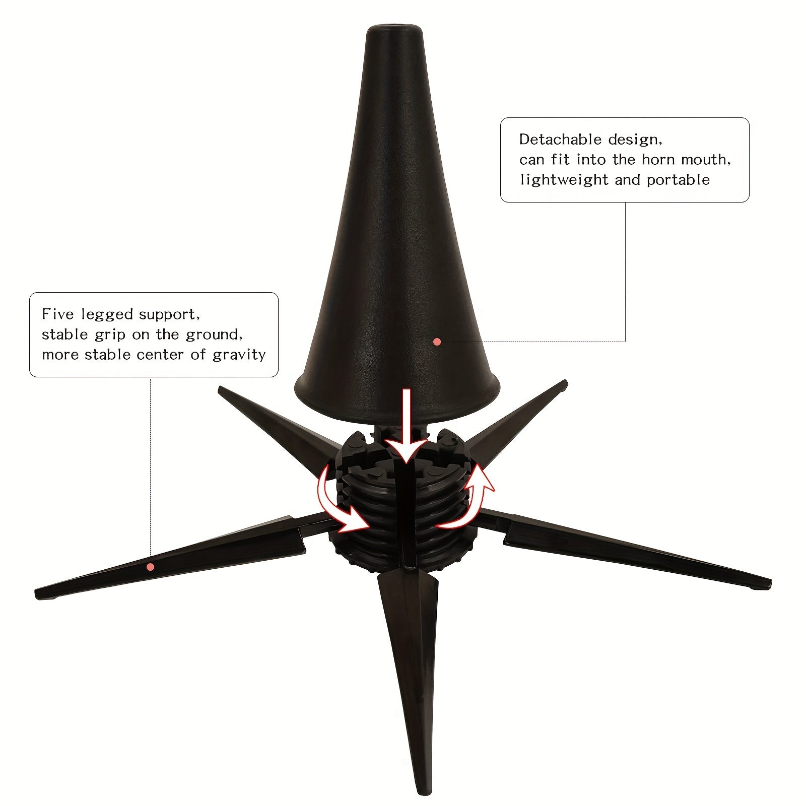 Portable Plastic Clarinet Stand Foldable Countertop Musical Instrument Holder