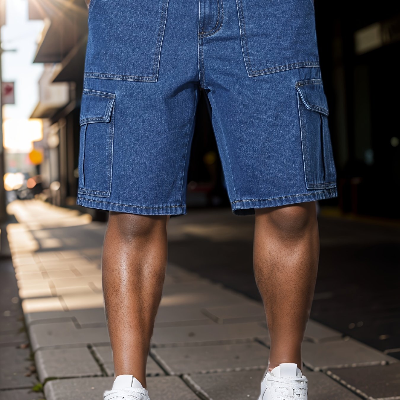 Erkaklar uchun plussiz yozgi denim shortlar, bir rangda, tasodifiy keng kesim va ko'p cho'ntakli dizayn bilan. Mustahkam yuvilgan paxta aralashmasidan tayyorlangan, cho'zilmaydigan mato. 90gsm astar, uslubni o'z ichiga oladi.