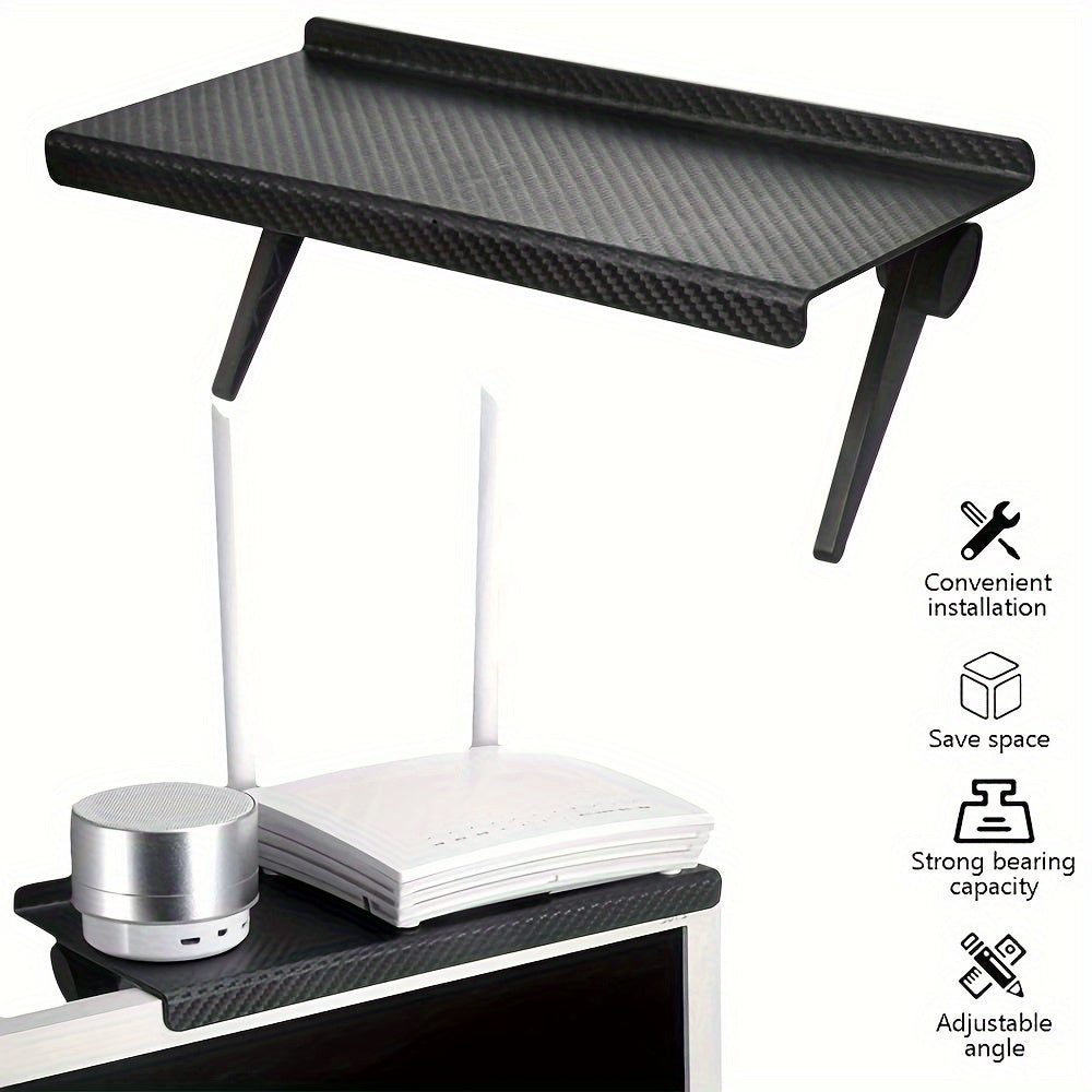Carbon Fiber TV Stand Shelf for Router and Cable Box, Space-Saving Organizer