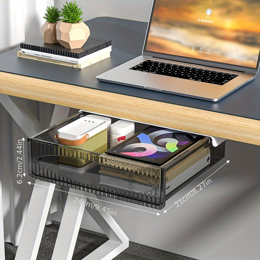 Invisible Desk Storage Drawer Rack Under Table Hanging Pull-Out Box Organizer