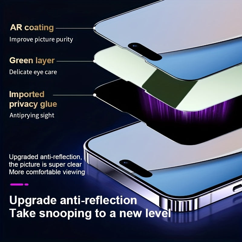 4-Pack Green Light Privacy Screen Protector for iPhone 9H Tempered Glass Full Coverage