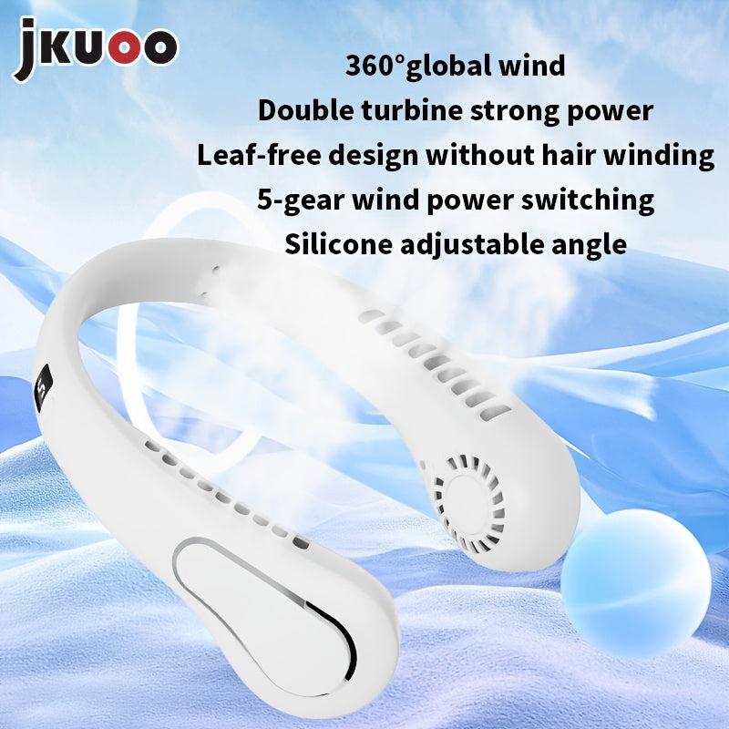Rechargeable USB Portable Fan with Digital Display, 5-Speed, Wearable for Travel, Outdoor, Office