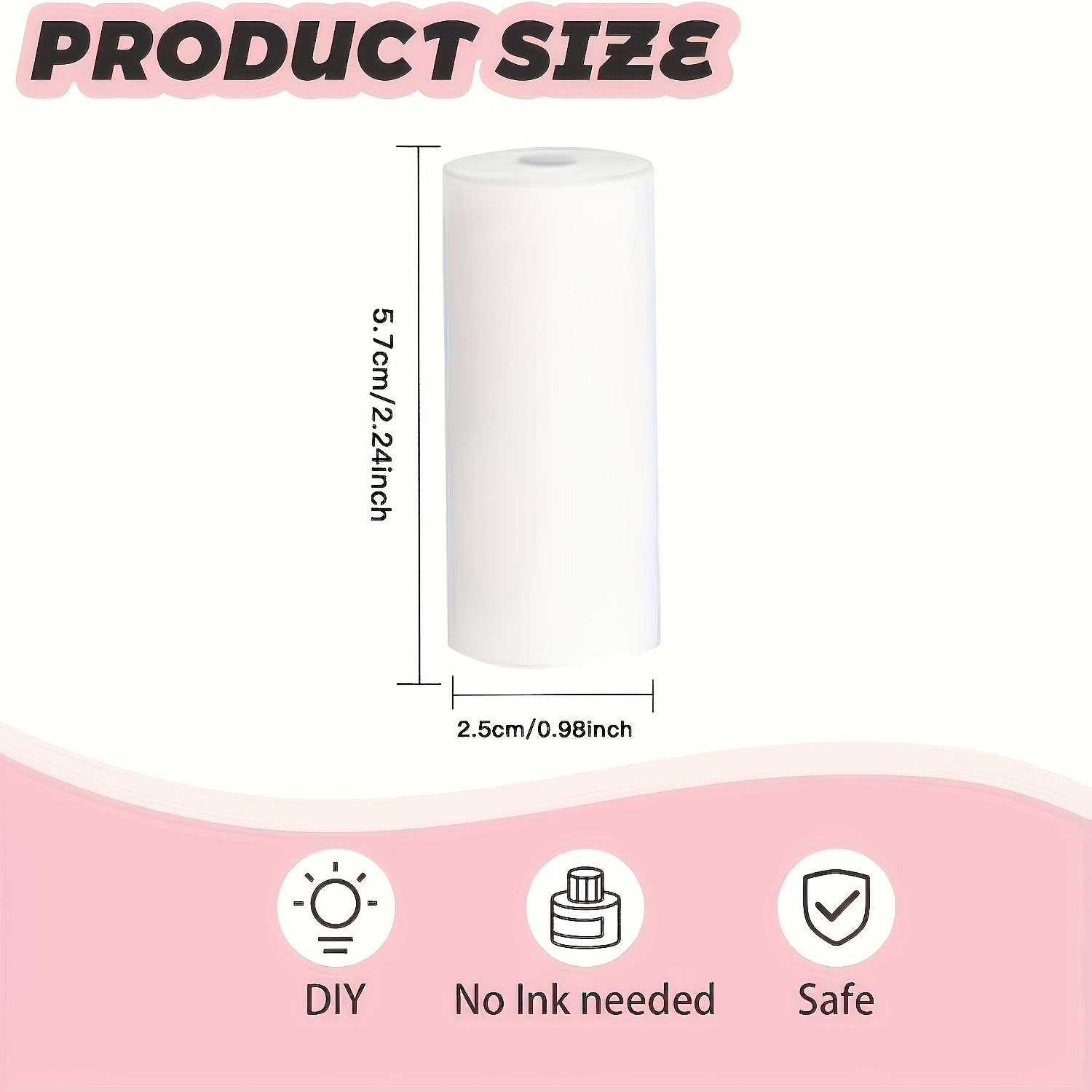 Mini Thermal Paper Rolls 57x25mm Inkless Printing for Portable Pocket Printers 5 Pack
