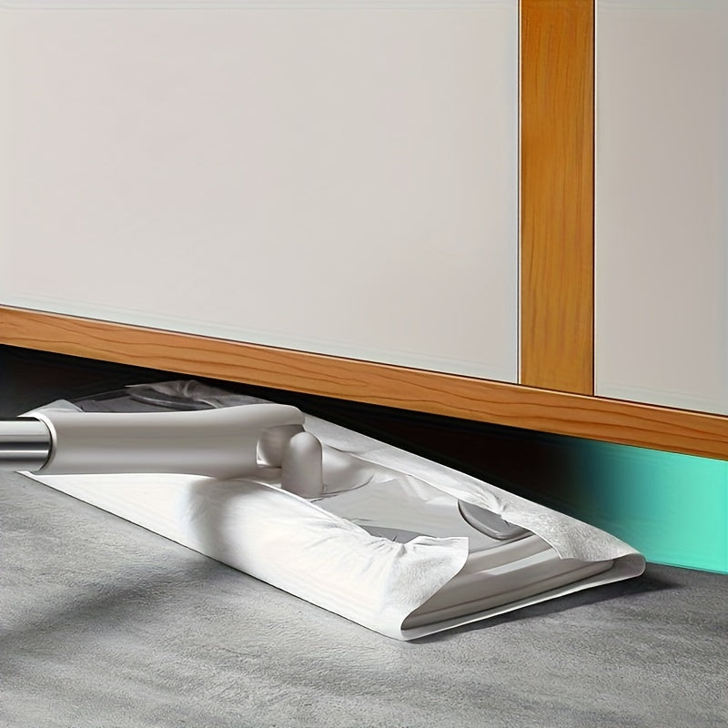 Stainless Steel Foldable Long Handle Mop Set with Disposable Dust Wipes for Hardwood Tile Glass Cleaning