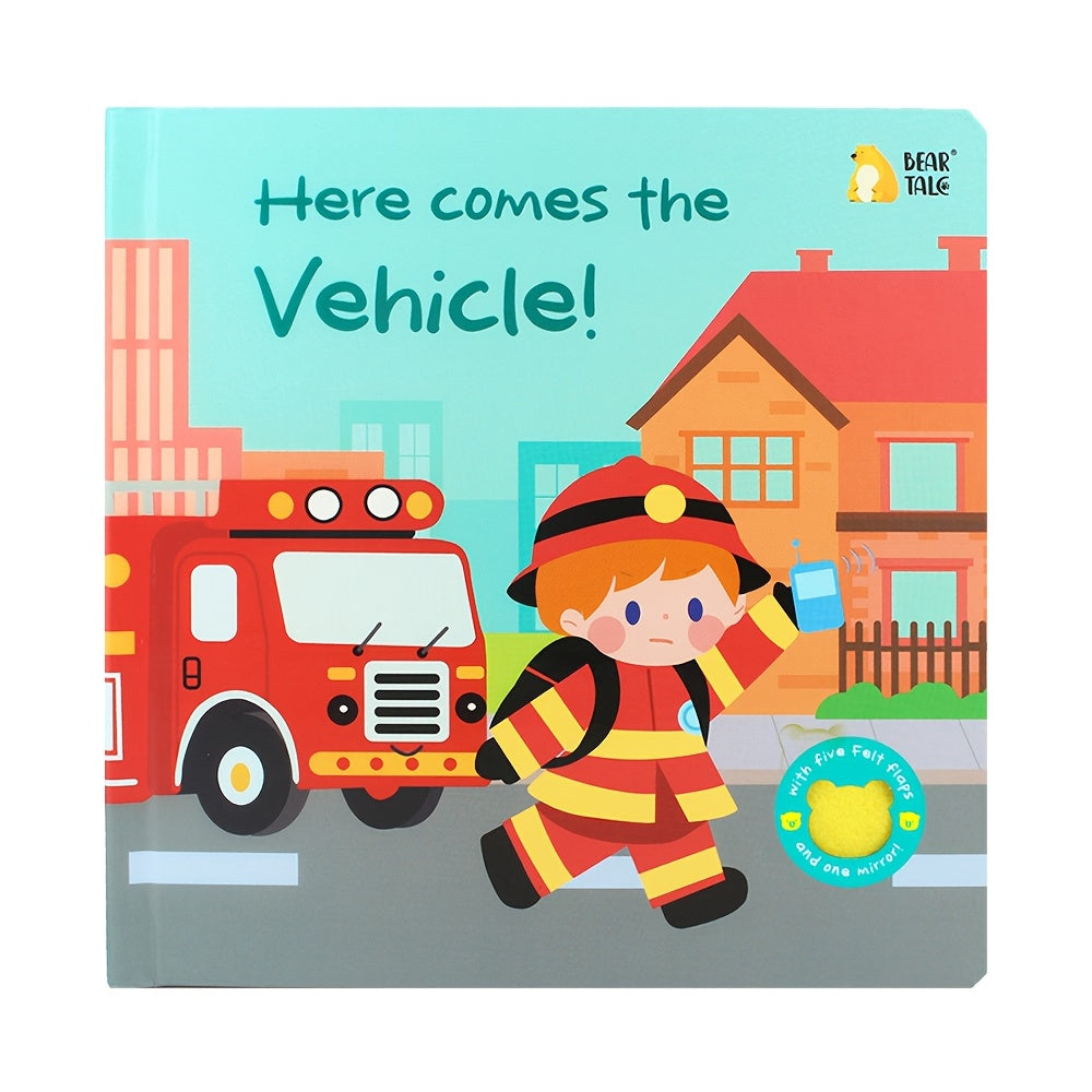 Children's Felt Petal Book for Fine Motor Skills Development Vehicle Theme Hardcover English 3 Years Old