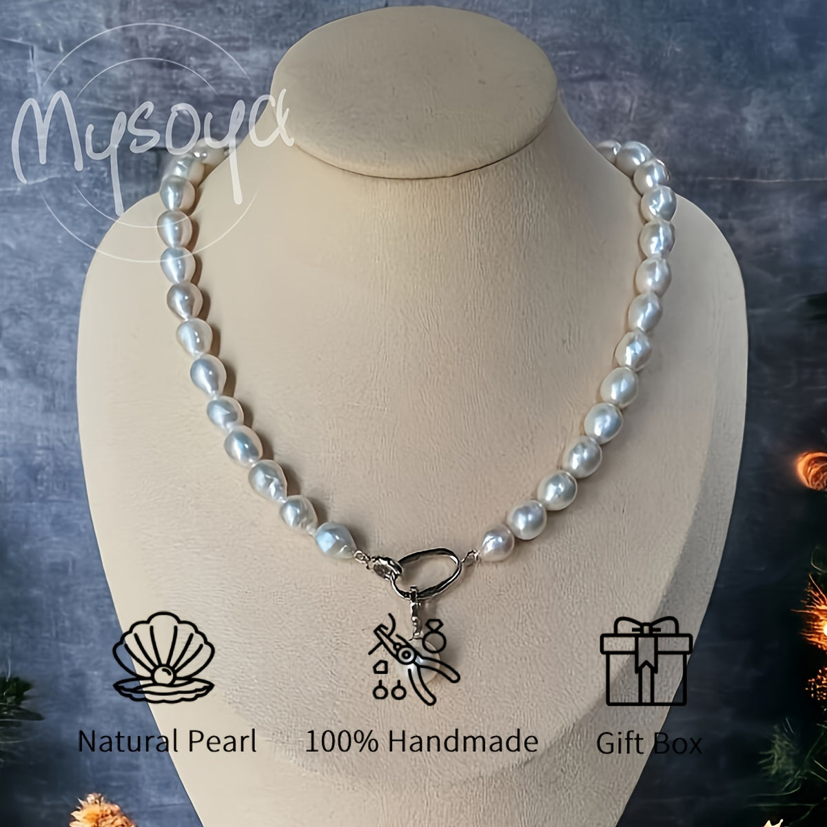 Natural Freshwater Pearl Necklace 9-11mm White Baroque Jewelry for Weddings and Special Events