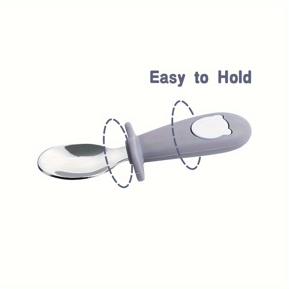 Children's Feeding Set with Silicone and Stainless Steel Spoons and Forks, Non-Toxic, Kid-Friendly