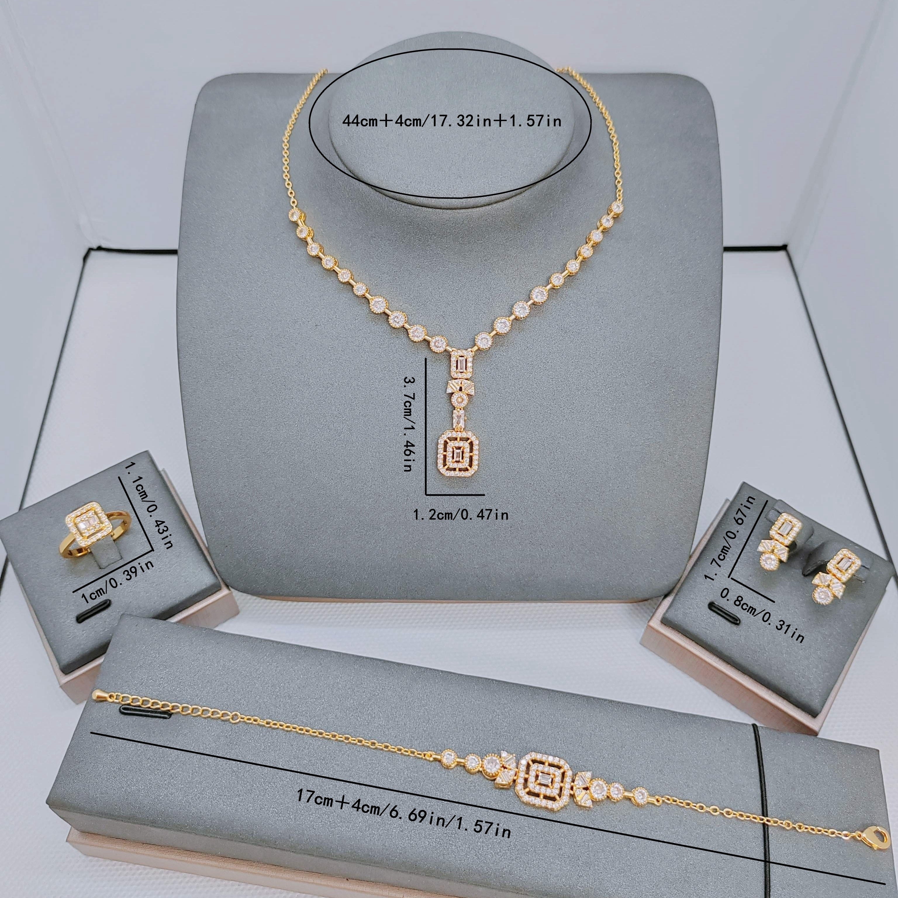 Set of 5 Women's Square Jewelry Accessories for Casual or Wedding Wear