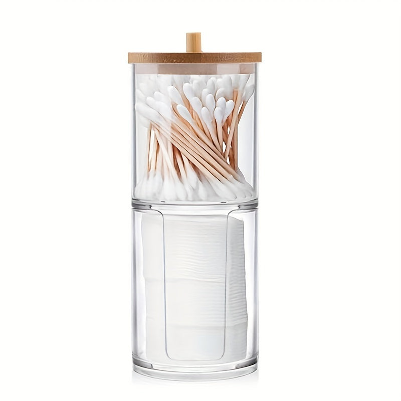 Acrylic Makeup Organizer with Window for Pads Swabs and Floss Picks