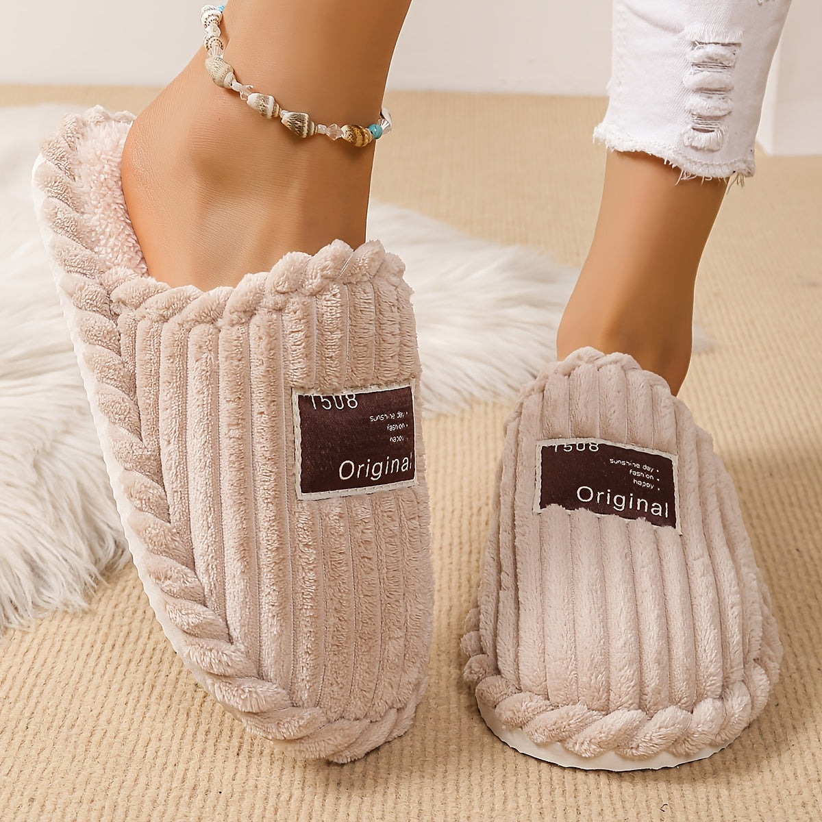 Unisex Winter Slip-On Slippers Comfortable Non-Slip Indoor Casual Shoes