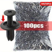 Paquete de 50 remaches de plástico negro para parachoques y guardabarros de coche 8mm