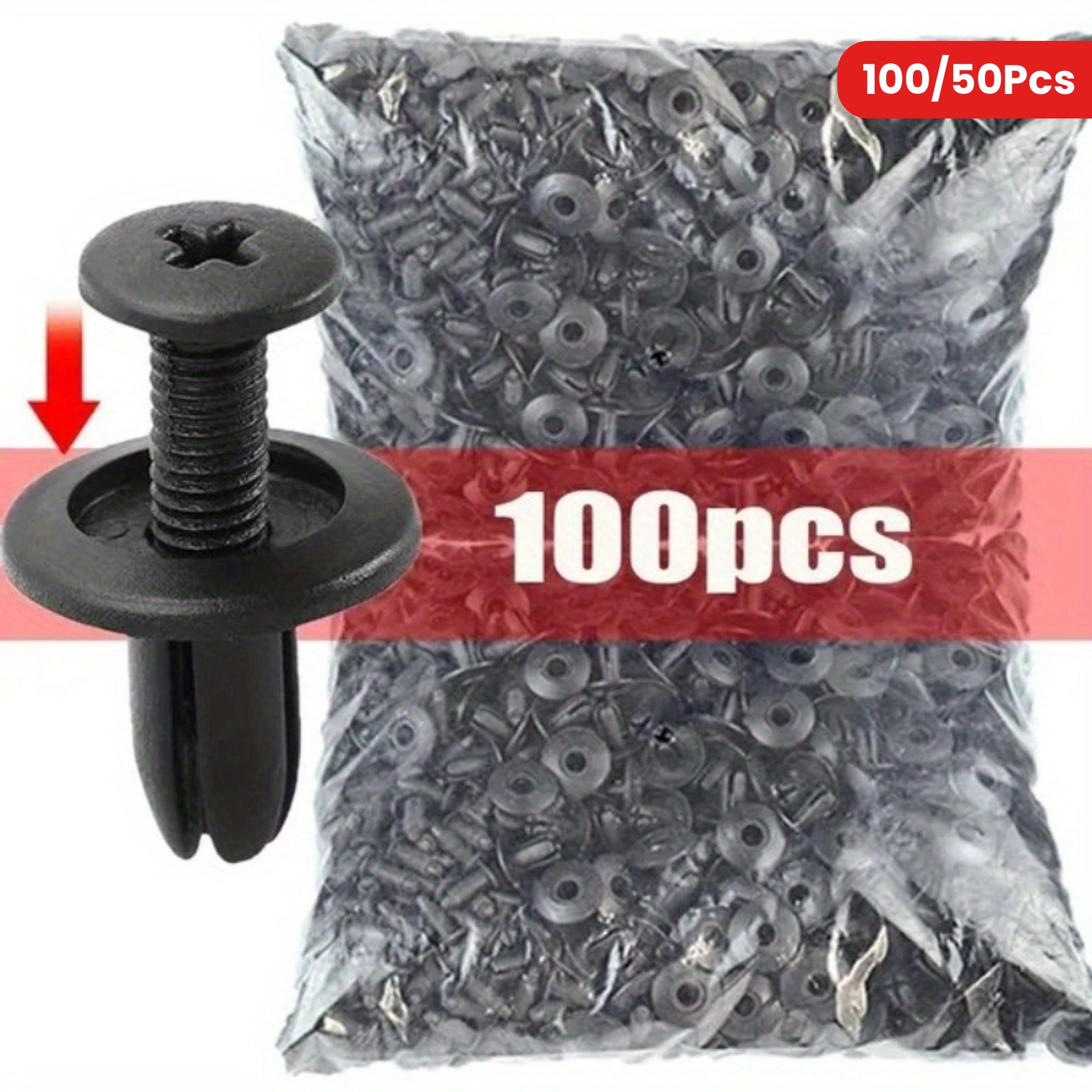 50 Pack Black Plastic Rivets for Car Bumper and Fender 8mm