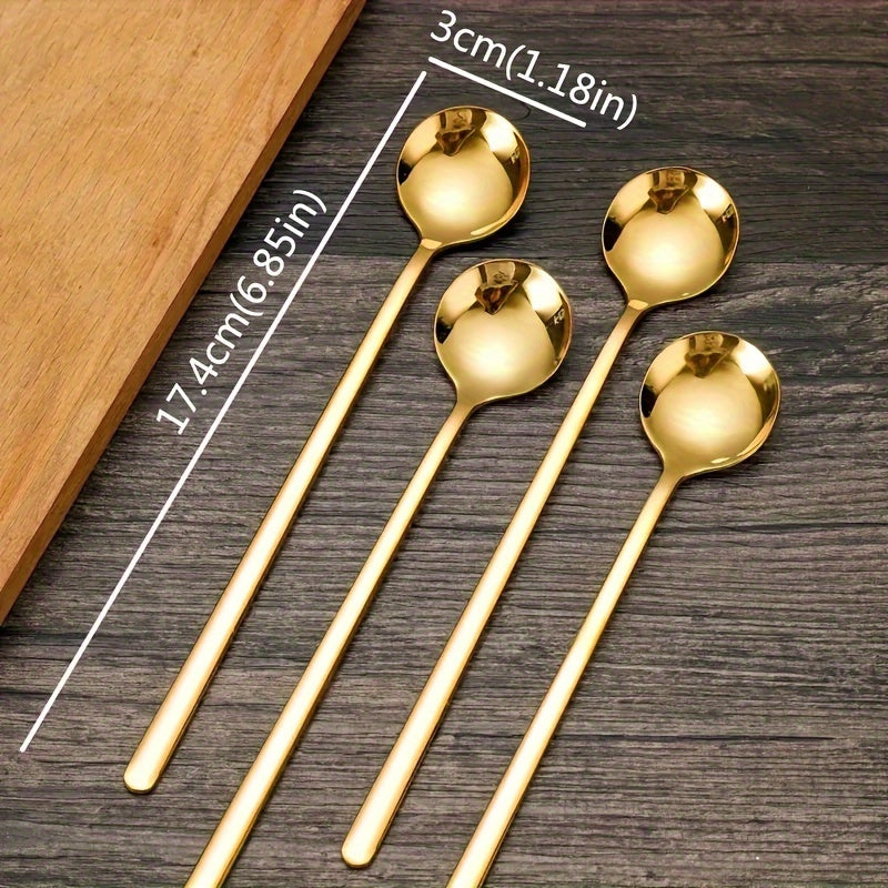 Gold-Tone Coffee Stirring Spoon for Desserts and Fruits
