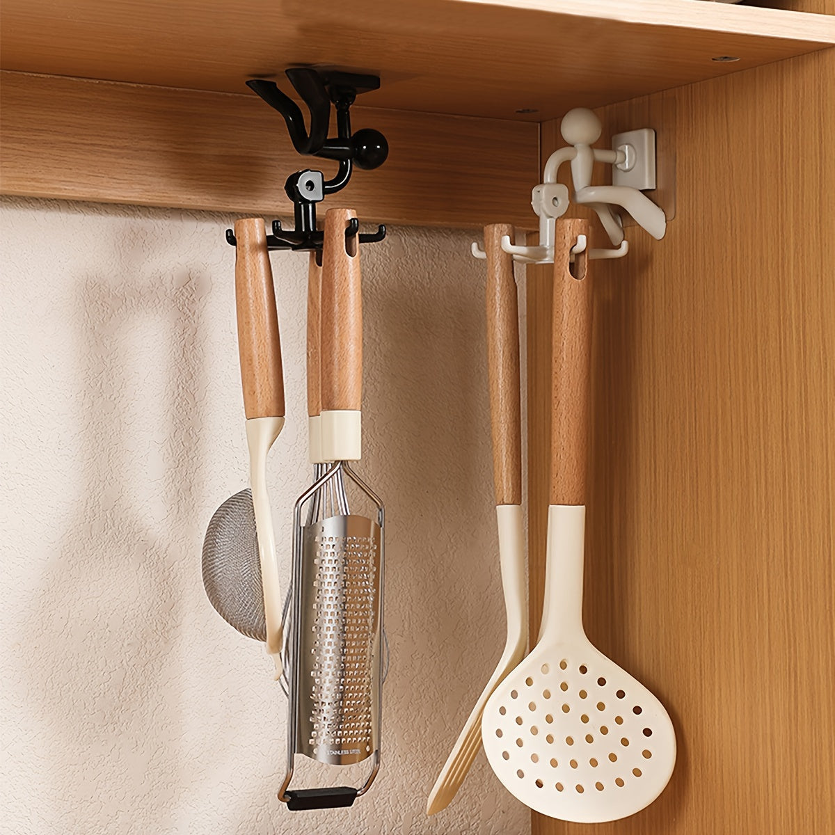 360° вращающийся настенный крючок с 6 крючками - легкая установка, самоклеящийся органайзер для