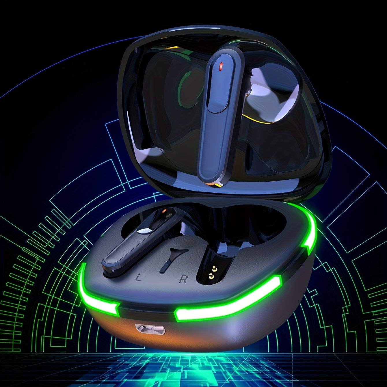 Auriculares inalámbricos en forma de corazón con pantalla LED, control táctil para deportes, juegos y llamadas