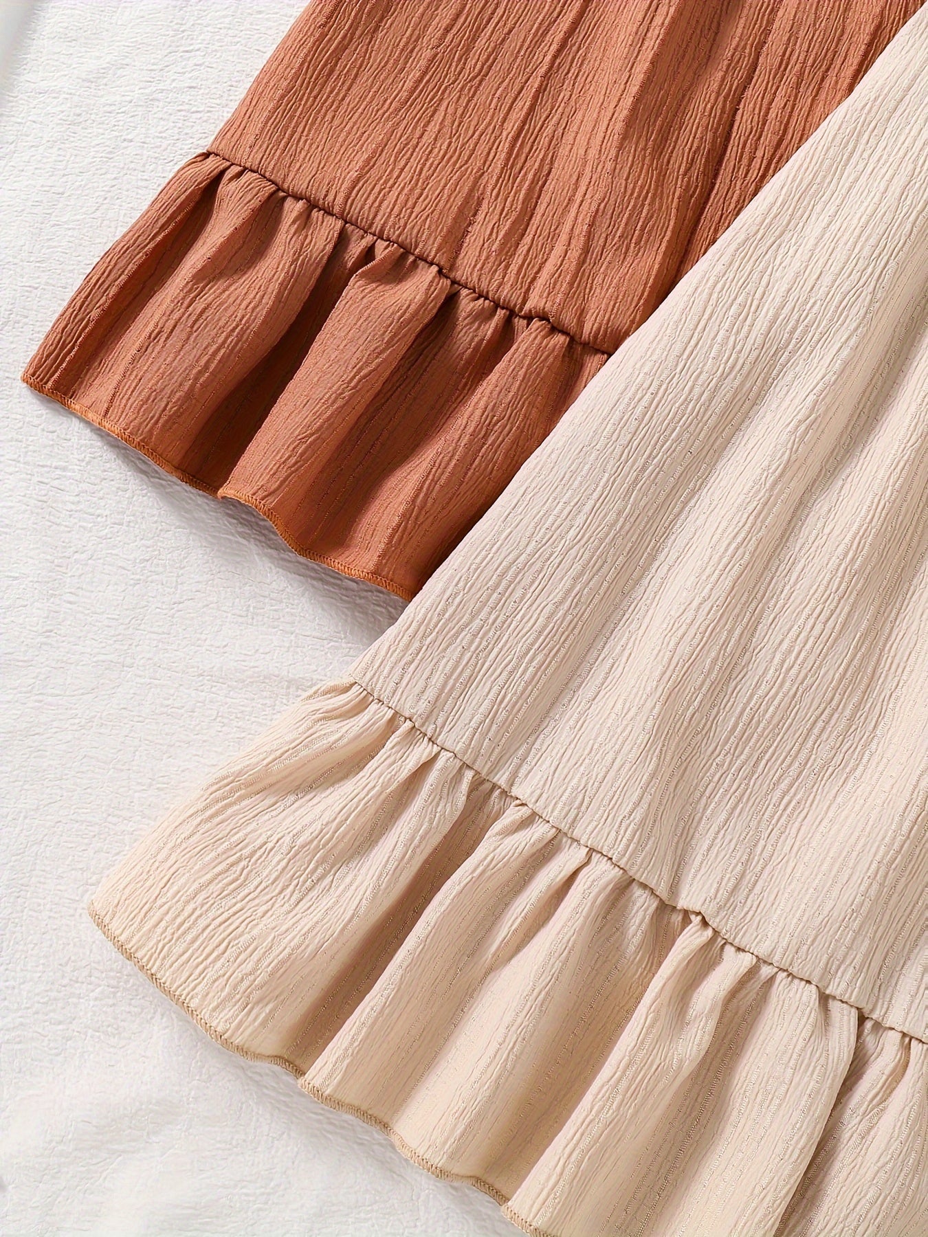 Girls' Summer Princess Dresses Set 2 Breathable Polyester Sleeveless Ruffle Hem for Parties Beach