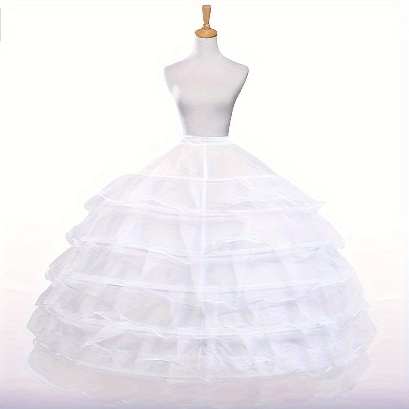 White Full-Length Crinoline Petticoat for Weddings and Events Polyester Hoop Skirt Underskirt