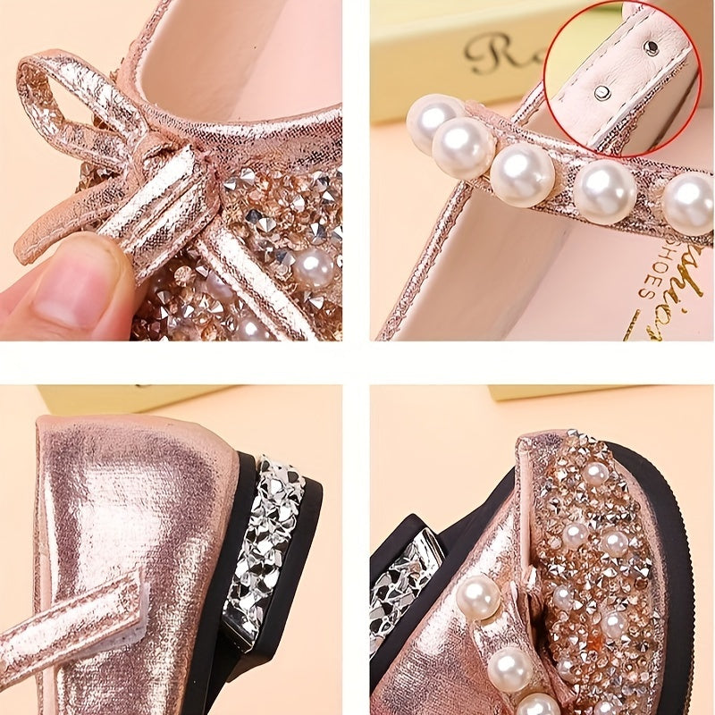 Girls' Princess Shoes with Crystal Details for Summer and Party Wear High Heels and Soft Bottoms
