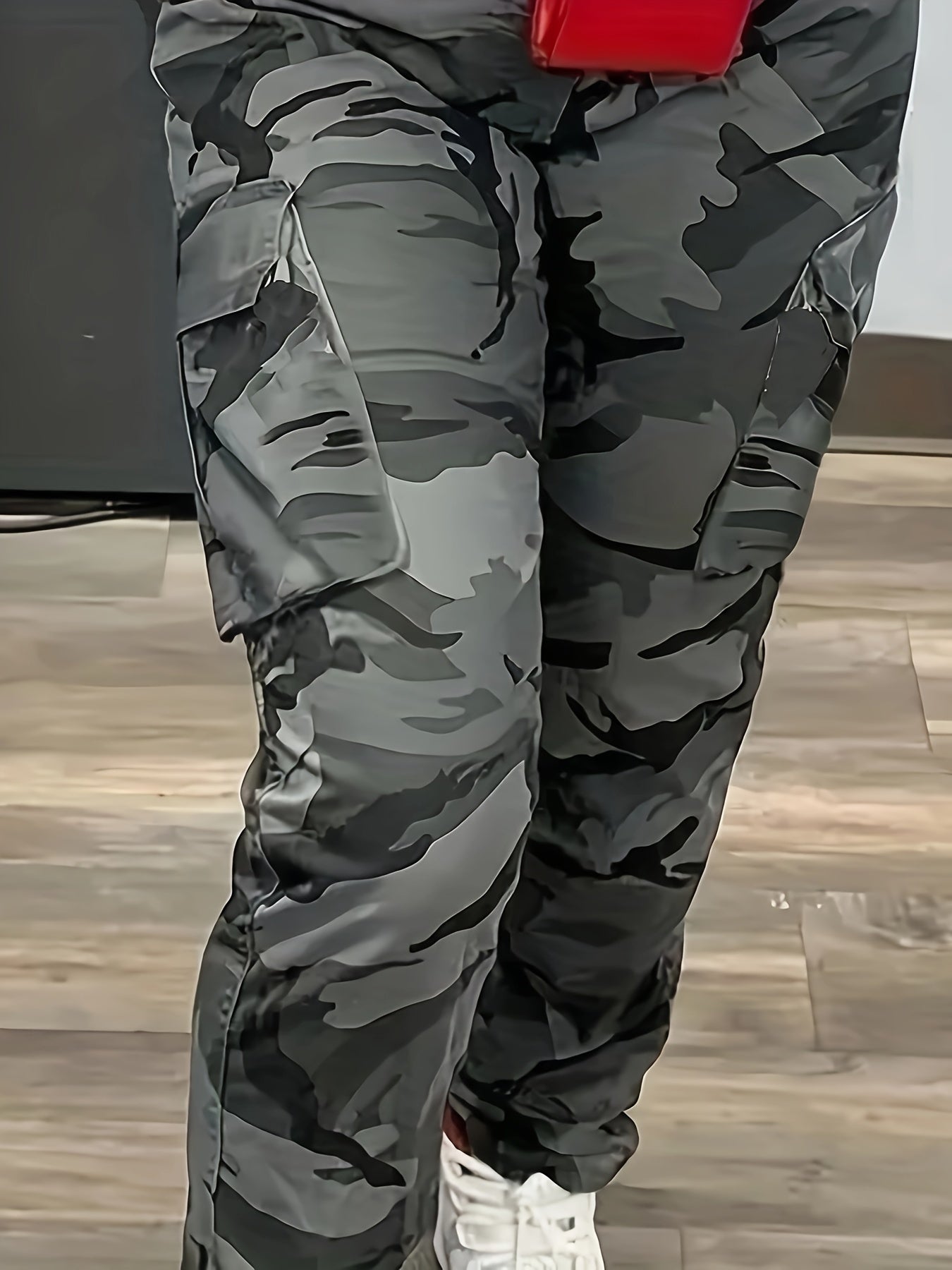 Women's Plus Size Camo Cargo Jeans Stretch Denim Straight Leg Casual Pants