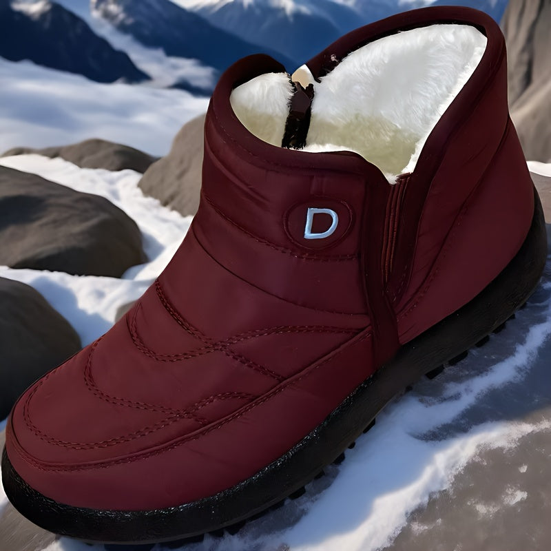 Plus Size Fleece-Lined Winter Boots Thick Plush Warm Outdoor Shoes