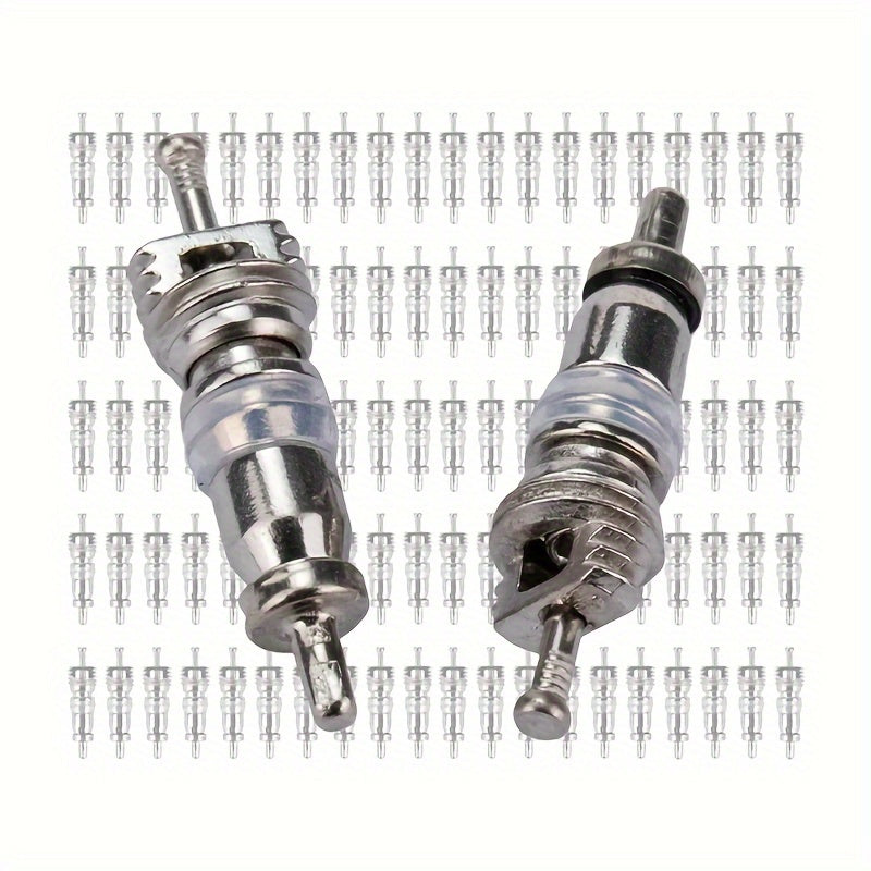 Pack of 100 Schrader Valve Cores for Automotive A/C Bike Tires HVAC