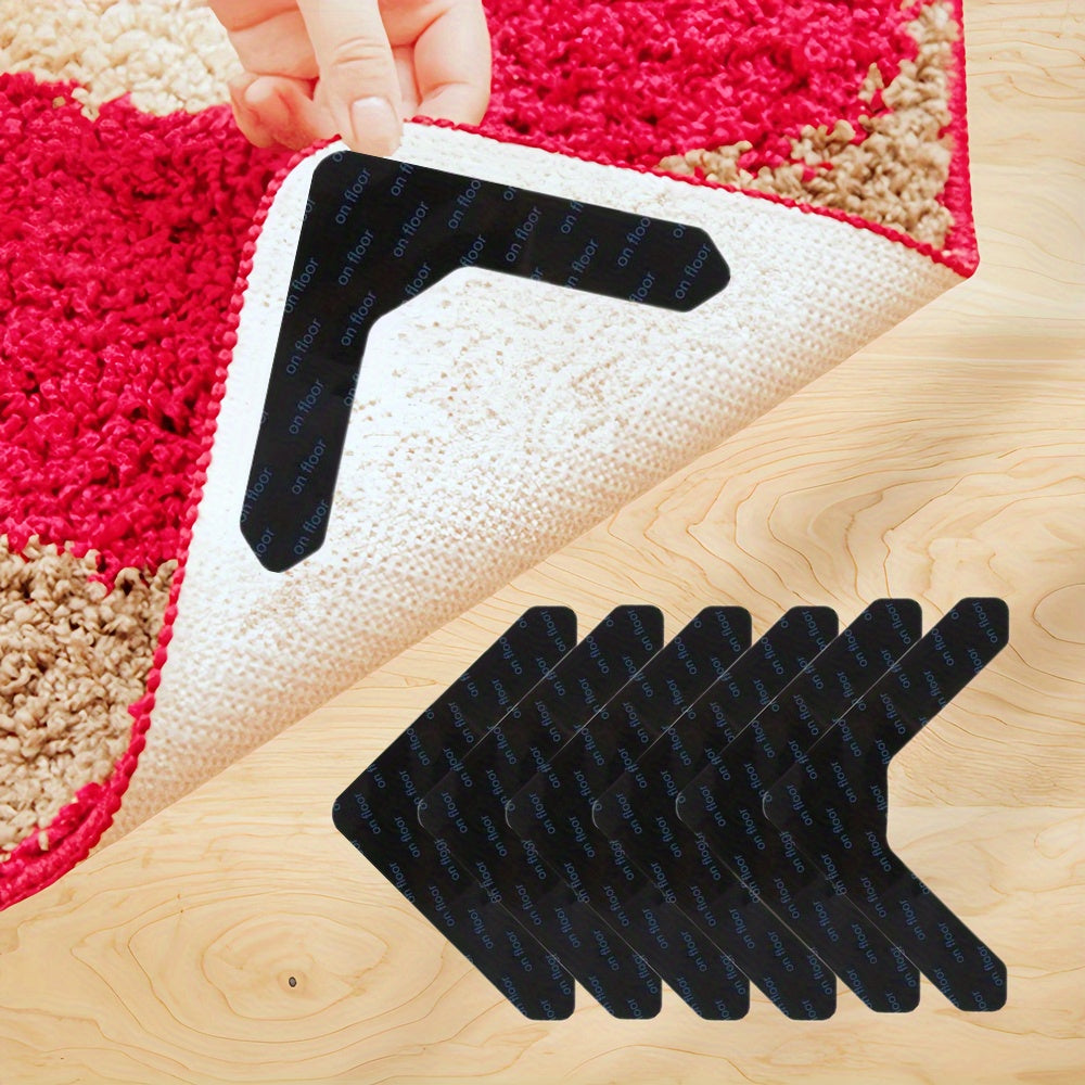 Carpet Corner Pads for Area Rugs 6/14/28 Pack Anti-Slip Reusable Washable L-Shaped Stickers