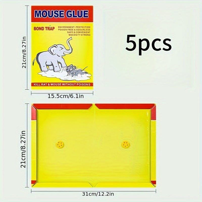 5 piezas de trampas para ratones adhesivas no tóxicas - adhesivo fuerte, duraderas, invisibles