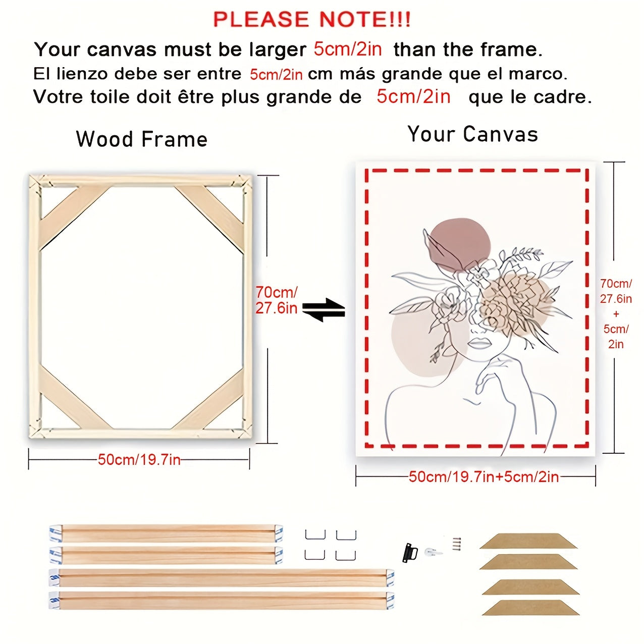 Wood Canvas Stretcher Frame Kit for Gallery Wrap Oil Paintings Wall Art