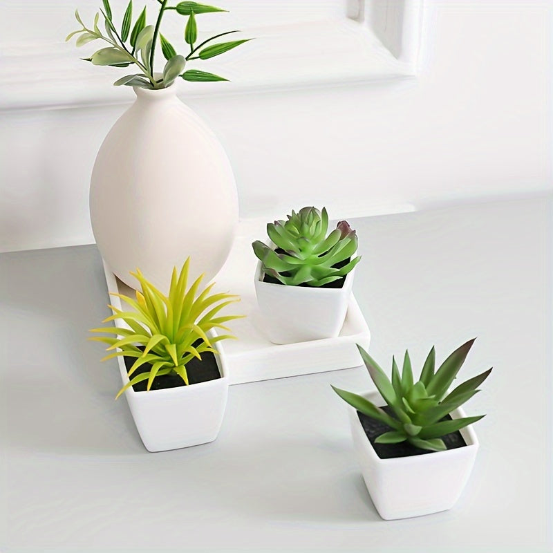 Sun'iy yashil o'simliklar, sukkulentlar, bonsai, uy bezak uchun, 3 ta to'plam