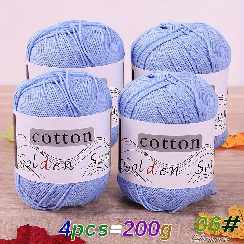 4pcs Cotton Yarn Medium Weight for Crocheting Knitting Multicolor Gradient Autumn Leaves Design