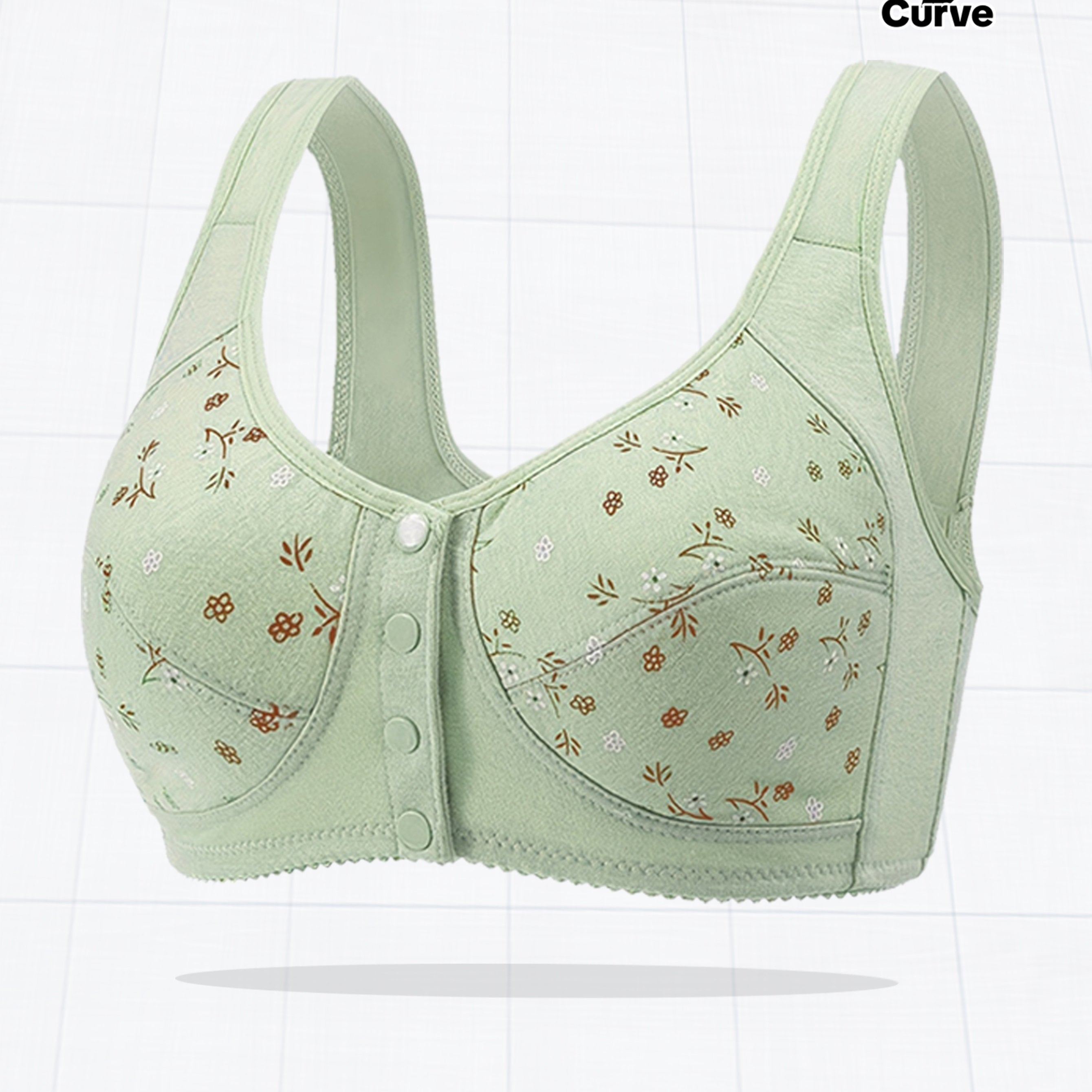 Plus Size Printed Front Button Sports Bra for Women Yoga Exercise Wear