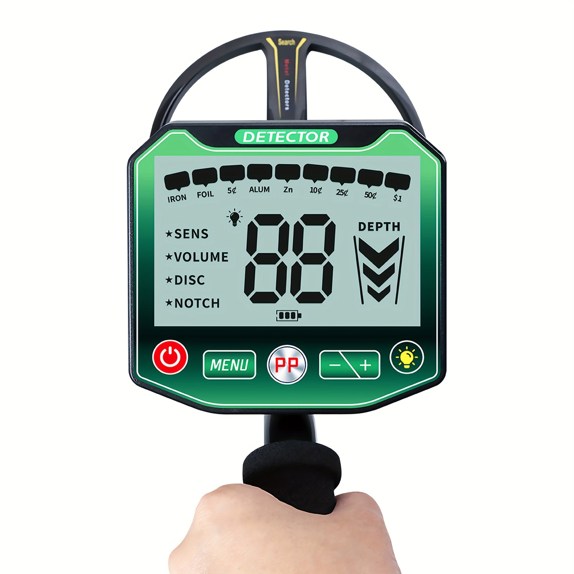 Detector de metales subterráneo con bobina de búsqueda de 27.94cm, pantalla LCD HD, modos ajustables para monedas y metales